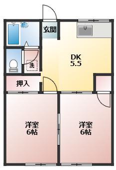 ハイツ吉田(2DK/1階)の間取り写真