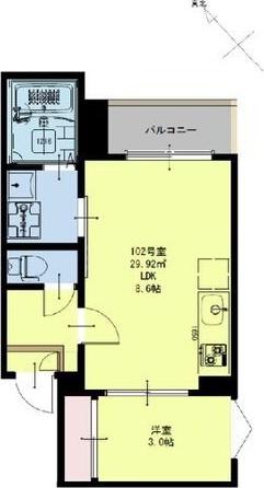 REGALEST卸町(1LDK/2階)の間取り写真