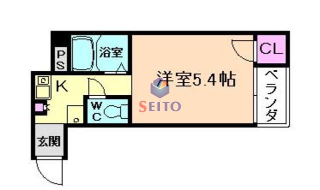 プランドール福島(1K/5階)の間取り写真