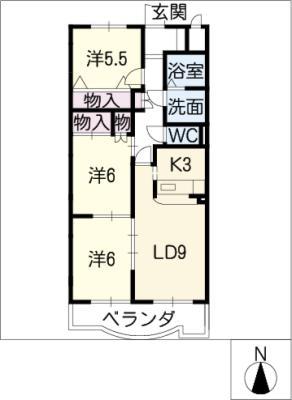 リビエール東陵(3LDK/2階)の間取り写真