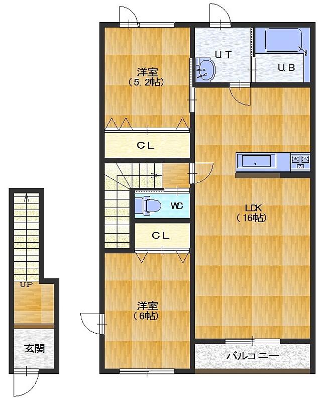ディアコート(2LDK/2階)の間取り写真