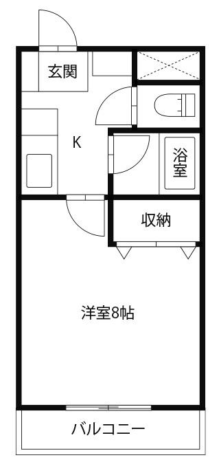 グランディール矢三D(1K/3階)の間取り写真