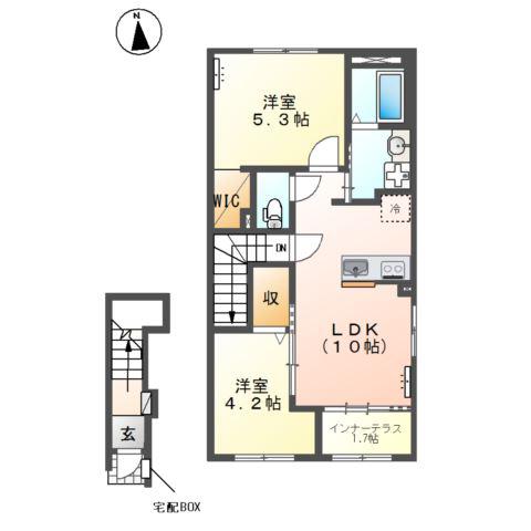 瑞穂市稲里 II期工事(2LDK/2階)の間取り写真