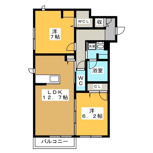 リオリエント各務原(2LDK/1階)の間取り写真
