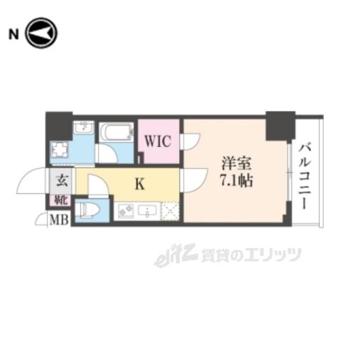 ベラジオ雅び烏丸十条2(1K/3階)の間取り写真