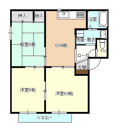 プレステージ上町 A(3DK/2階)の間取り写真