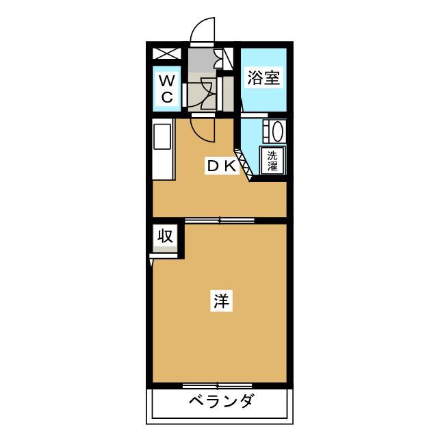 大井手ガーデンテラス B棟(1K/2階)の間取り写真