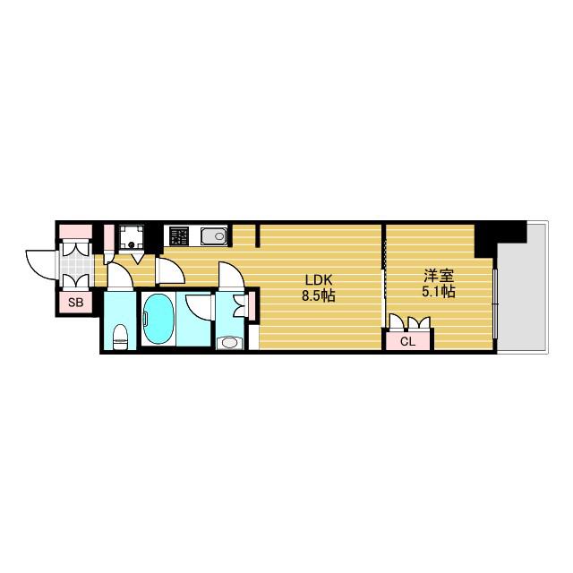シティカレント新大阪(1LDK/10階)の間取り写真