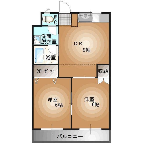 SUNキャッスル(2DK/4階)の間取り写真