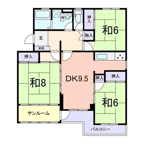 J-018(3DK/2階)の間取り写真