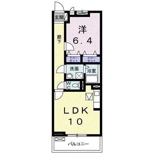 メゾン川勝III(1LDK/1階)の間取り写真