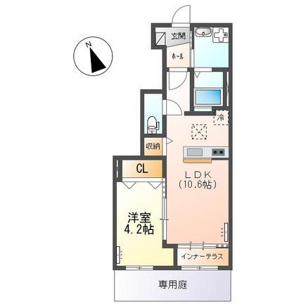 シトロソレイル(1LDK/1階)の間取り写真