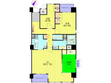 ベルクレエ新百合ヶ丘(3LDK/3階)の間取り写真