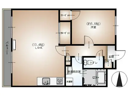 セレスティアル新居浜(1LDK/8階)の間取り写真