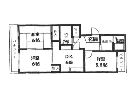 シャルムさむかわ(3DK/5階)の間取り写真