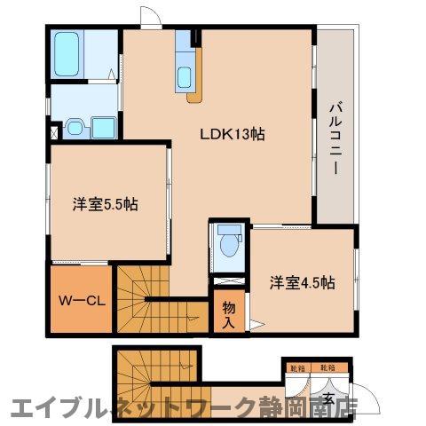 サン・グリーン小鹿A(2LDK/2階)の間取り写真
