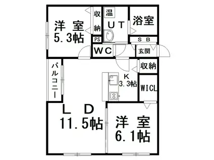 WHITE・GARDEN(2LDK/3階)の間取り写真