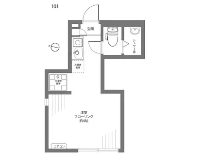 カーサ・エシェゾー(ワンルーム/1階)の間取り写真