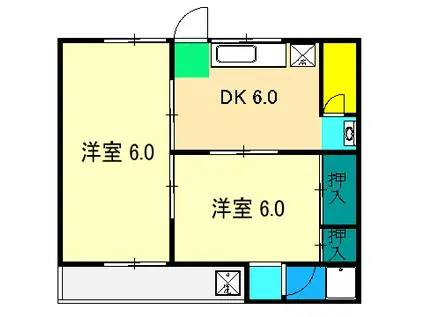 コーポ松本(2DK/1階)の間取り写真