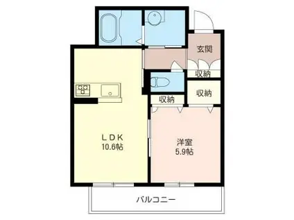 ヴェルデI(1LDK/2階)の間取り写真