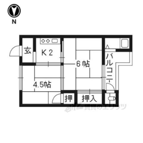 第一日ノ出荘(2K/1階)の間取り写真