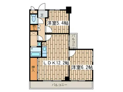 CASSIA保土ヶ谷(2LDK/3階)の間取り写真