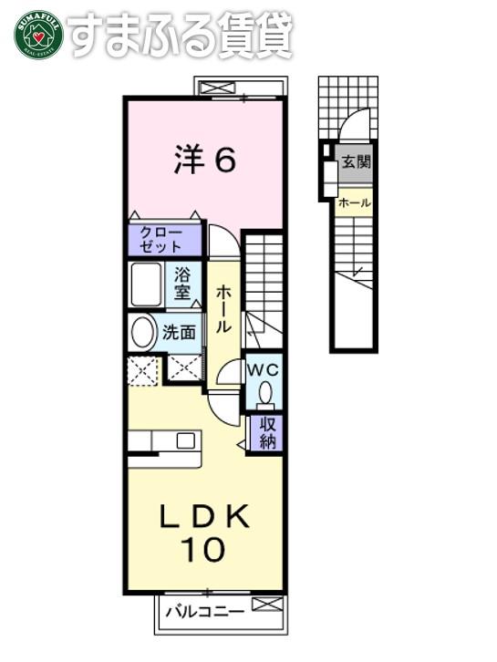 シンシア(1LDK/2階)の間取り写真