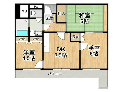 グランドール(3DK/3階)の間取り写真