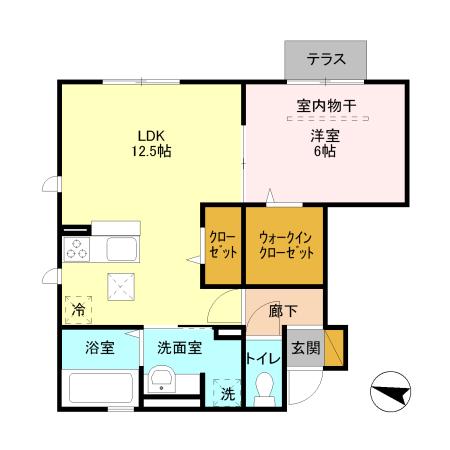エステートV(1LDK/1階)の間取り写真