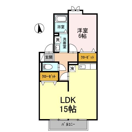 イーハトーヴII(1LDK/1階)の間取り写真
