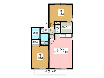 コンフォール匠(2LDK/2階)の間取り写真