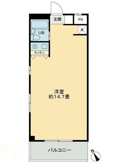 ビブラン宇多津(ワンルーム/2階)の間取り写真