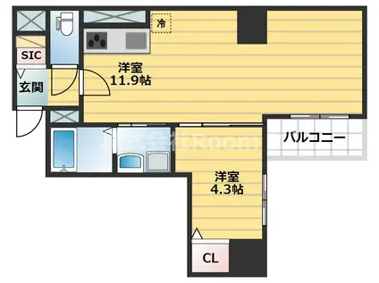 GRANPINO内淡路(1LDK/8階)の間取り写真