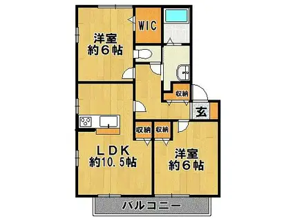 サンビレッジ瑞景C棟(2LDK/2階)の間取り写真