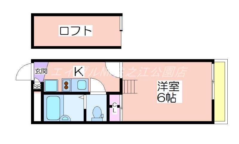 レオパレスKUON幸(1K/1階)の間取り写真