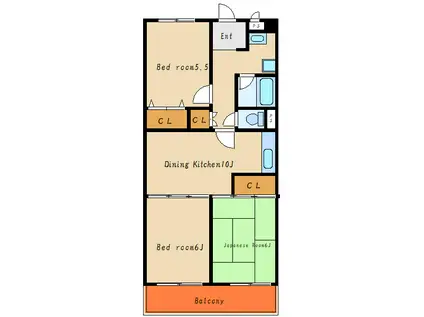 パレス朝霧ヶ丘(3DK/3階)の間取り写真