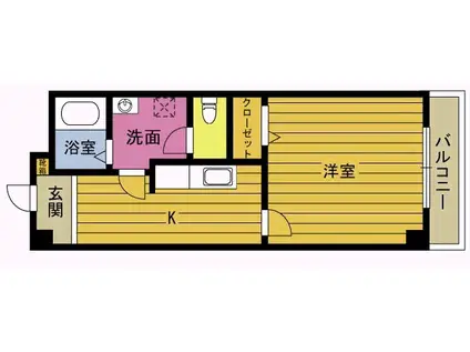 エールトベーレ(1K/4階)の間取り写真