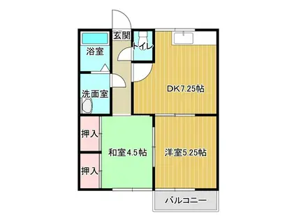 セピアコート宮永(2DK/1階)の間取り写真