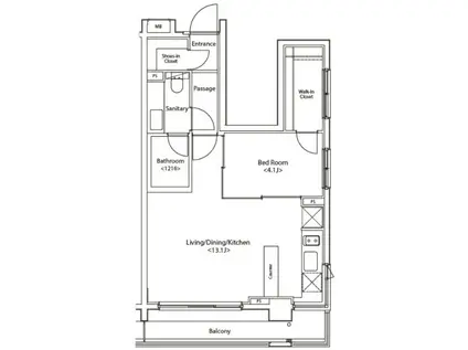 カスタリア新宿夏目坂(1LDK/4階)の間取り写真