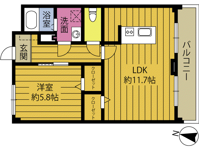 中島中央ビル(1LDK/3階)の間取り写真