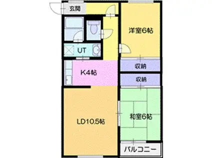 ハイツユートピア (2LDK/1階)の間取り写真
