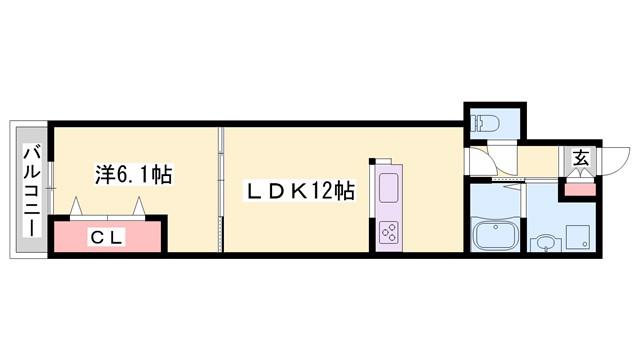 ブロンテ北在家ウエスト(1LDK/2階)の間取り写真