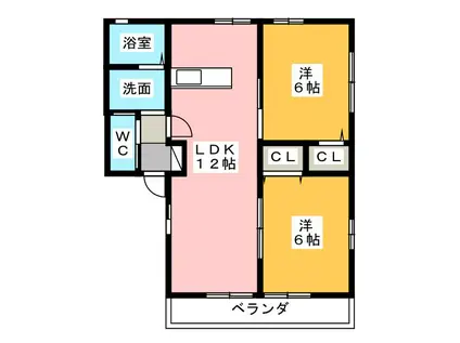 グランドソレーユ(2LDK/2階)の間取り写真