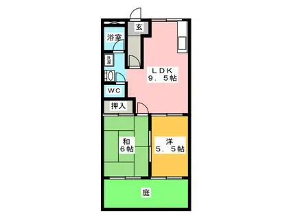 レジデンス・UKAI(2LDK/1階)の間取り写真