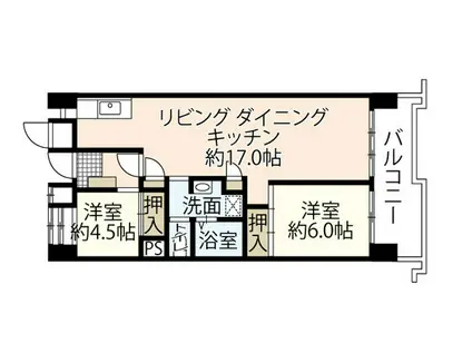 ビレッジハウス光南タワー1号棟(2LDK/7階)の間取り写真