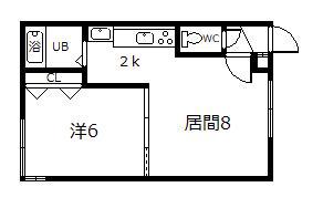 シンフォニーMIKI(1LDK/2階)の間取り写真