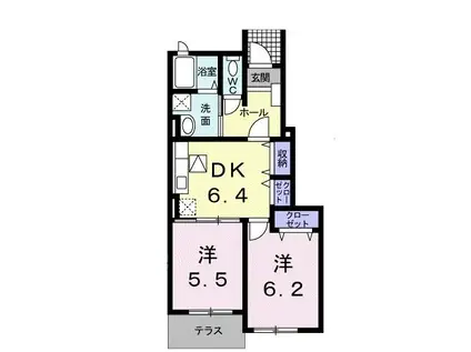 ファンタスティーク(2DK/1階)の間取り写真