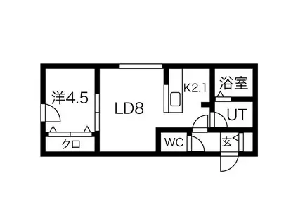 ラフィナート H AVE(1LDK/2階)の間取り写真