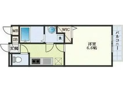 アムールHARMONYII(1K/1階)の間取り写真