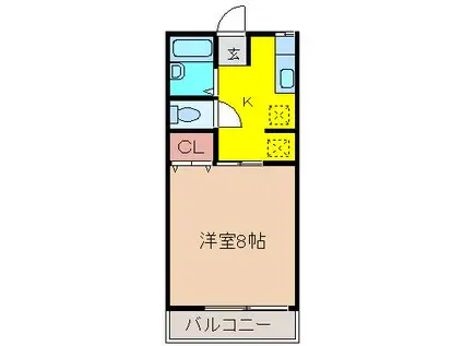 メゾンドボヌール(1K/1階)の間取り写真